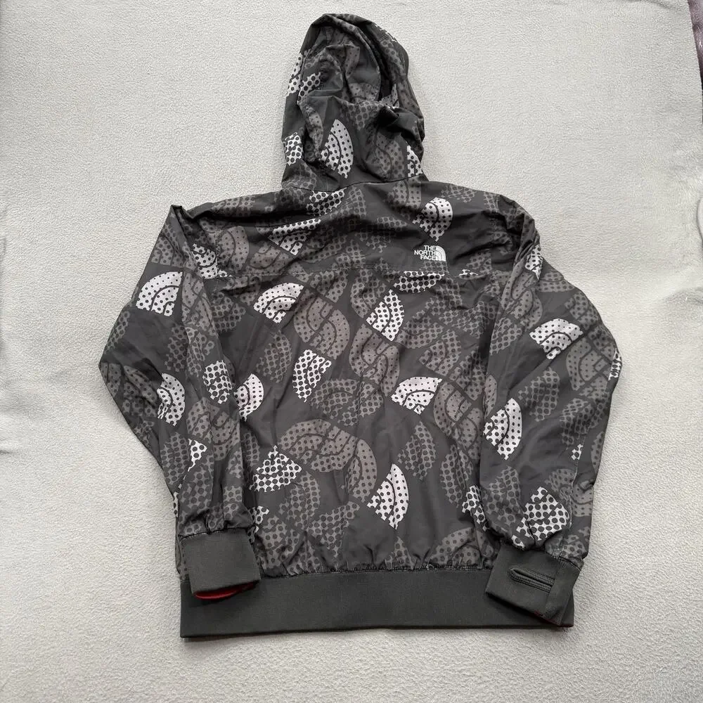 The North Face Jacket Mens Medium Gray Hooded Full Zip Lined‎ Geometric Pattern